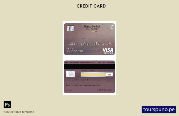 listo para imprimir plantilla de tarjeta de firma de visa del Banco Central de E